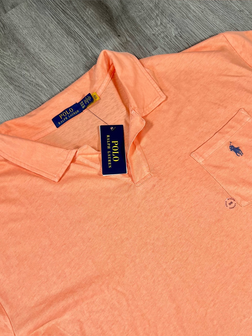 NWT Polo‎ Ralph Lauren Mens 3XB Orange Cotton Linen Johnny Collar Pocket Shirt